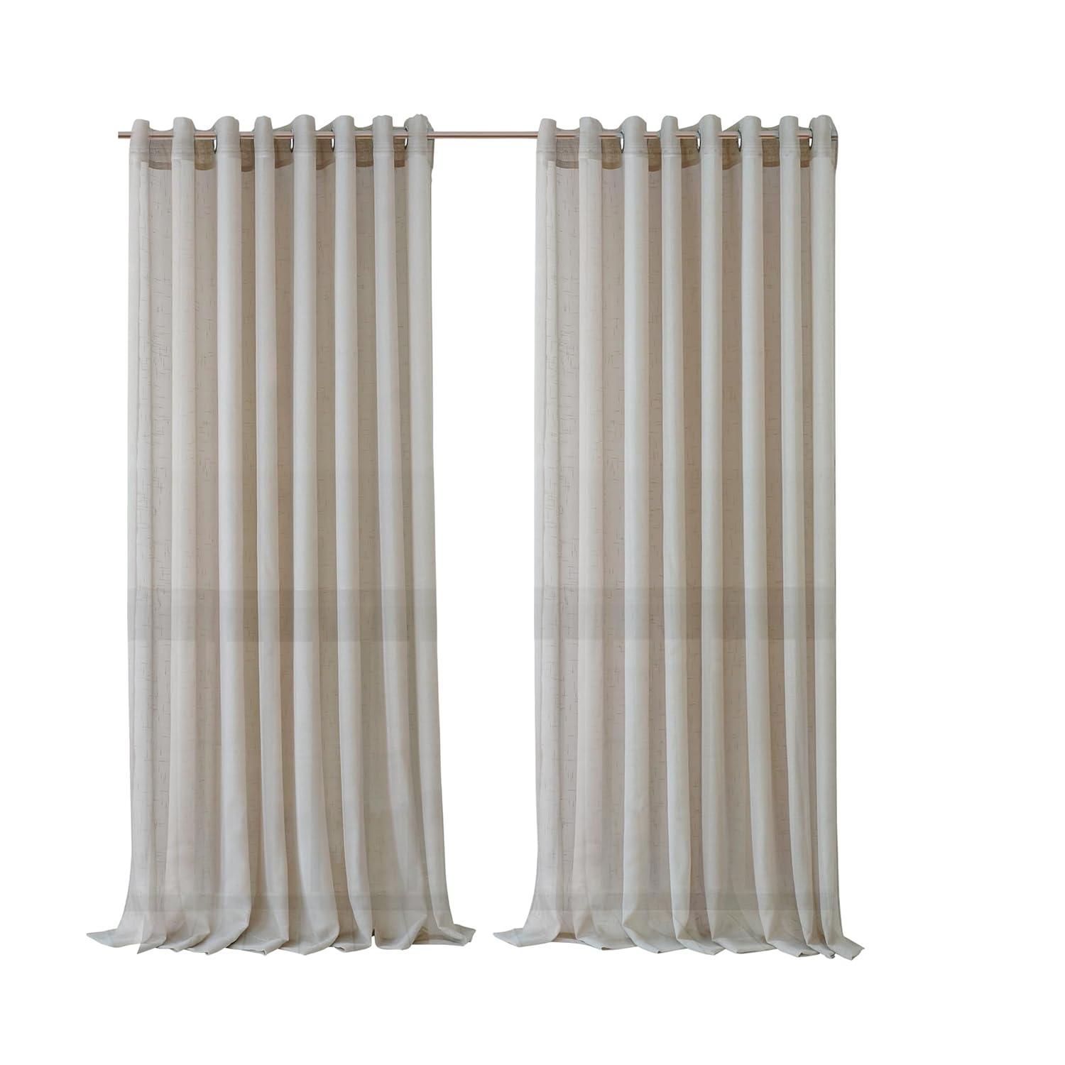 Carmen Sheer Extra Wide Indoor/Outdoor Single Window Curtain for Patio, Porch, Cabana - 114x84 - Natural - Elrene Home Fashions