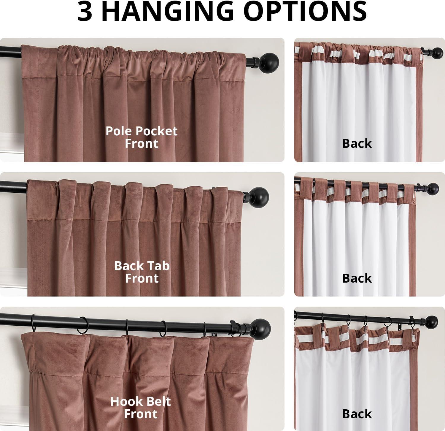 Wild Rose Velvet Rod Pocket Room Darkening Curtain - 50 in. W x 84 in. L Single Panel Window Velvet Curtain