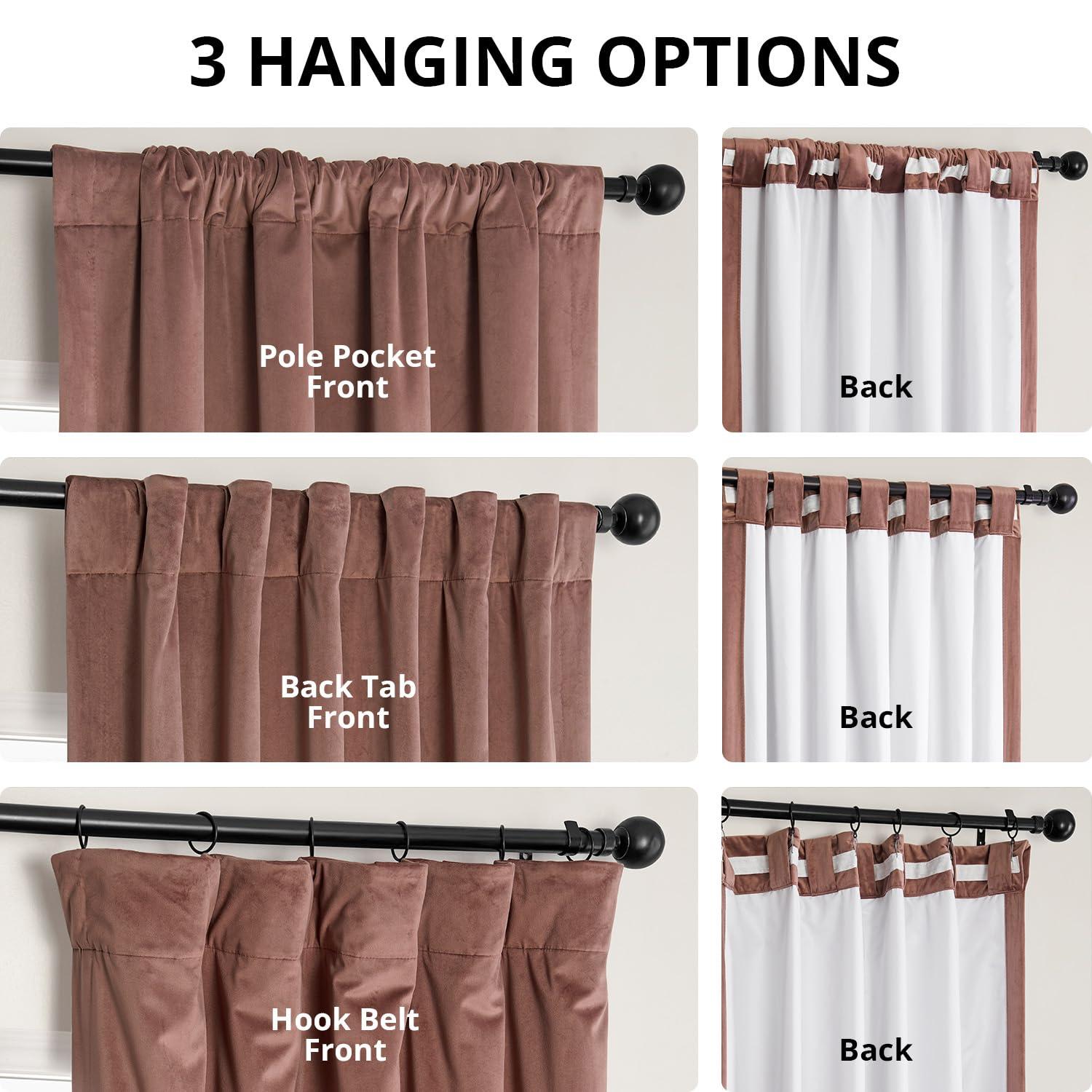 Wild Rose Velvet Rod Pocket Room Darkening Curtain - 50 in. W x 84 in. L Single Panel Window Velvet Curtain
