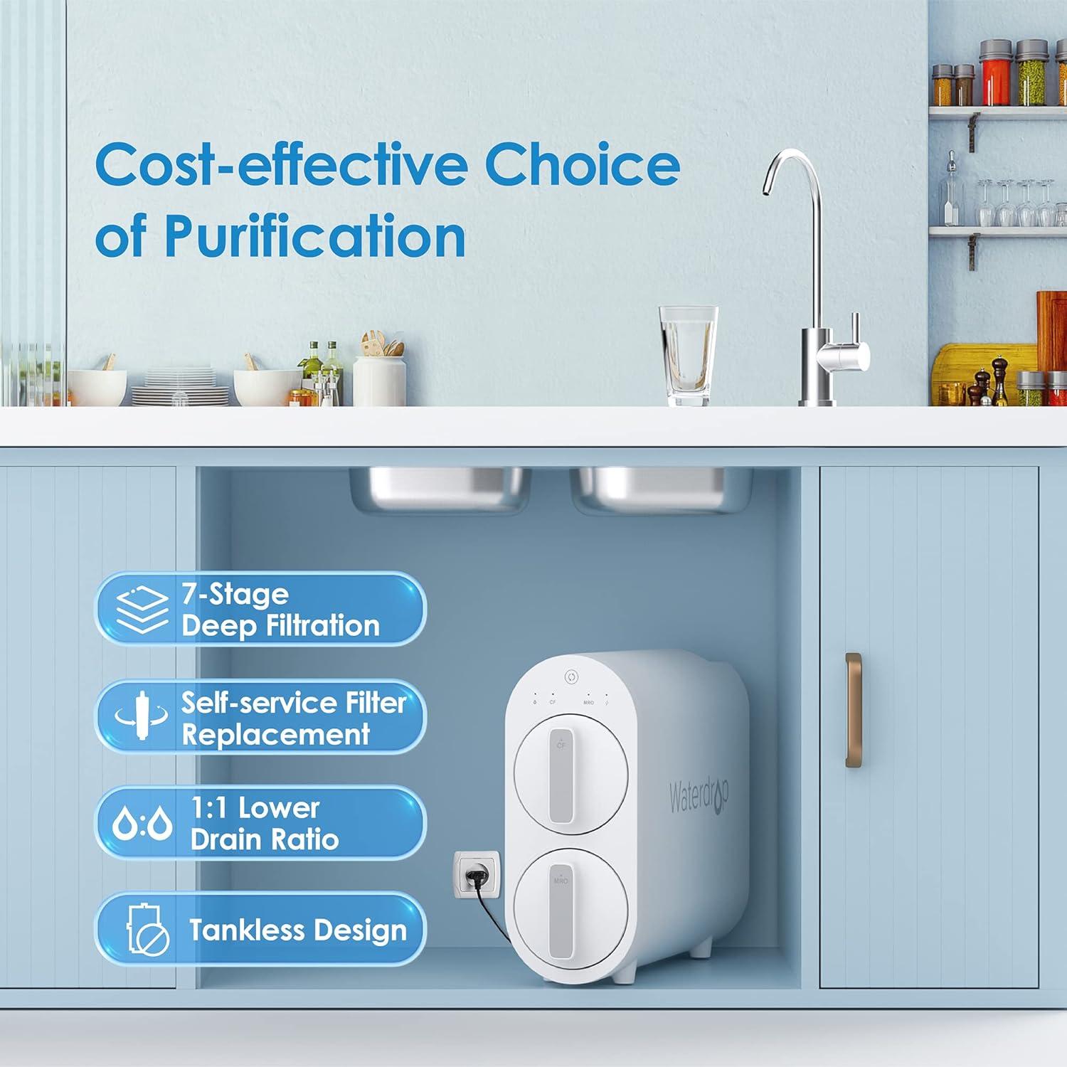 Waterdrop White Tankless Under-Sink Reverse Osmosis System