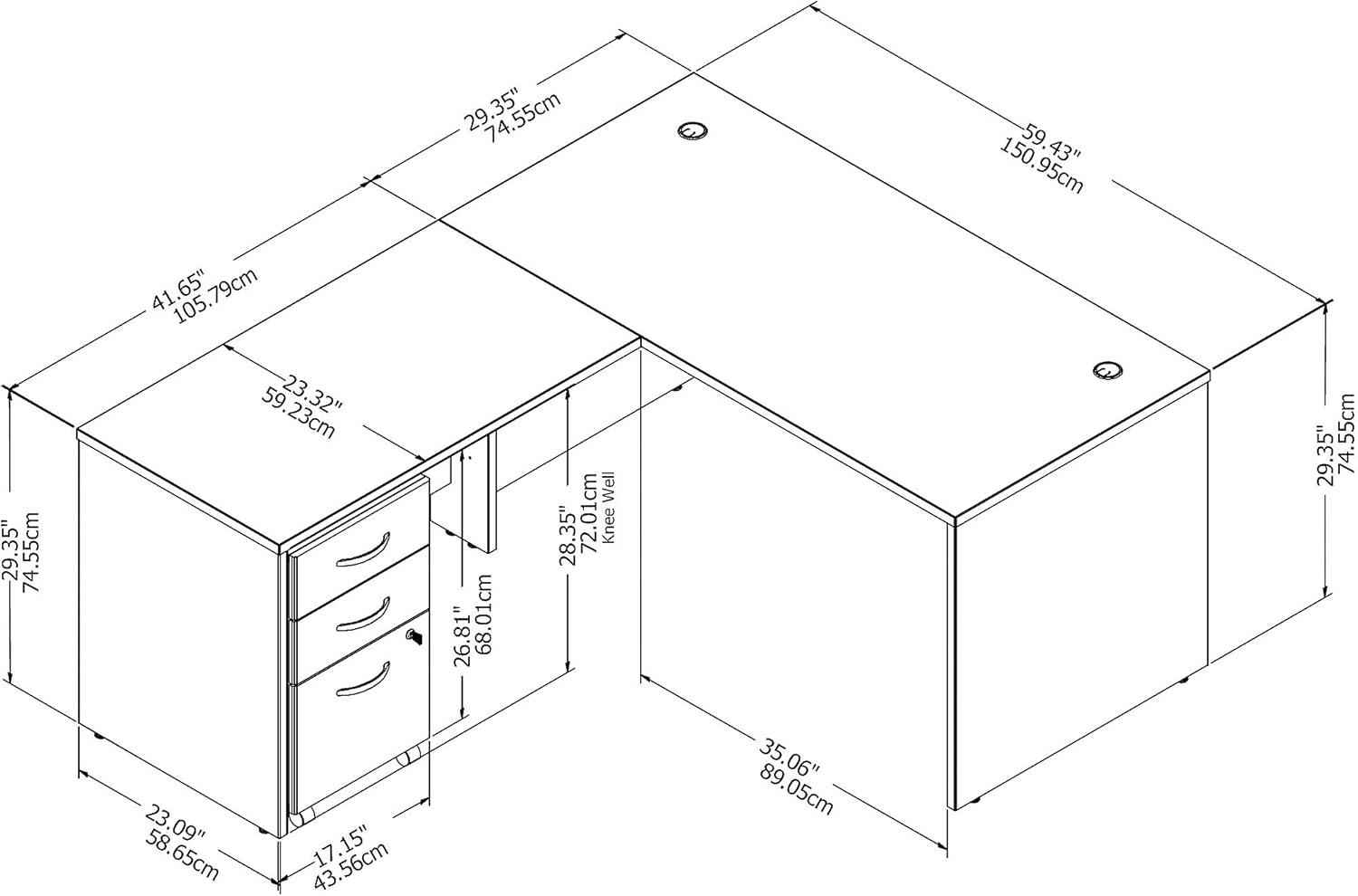 Storm Gray L-Shaped Computer Desk with Filing Cabinet