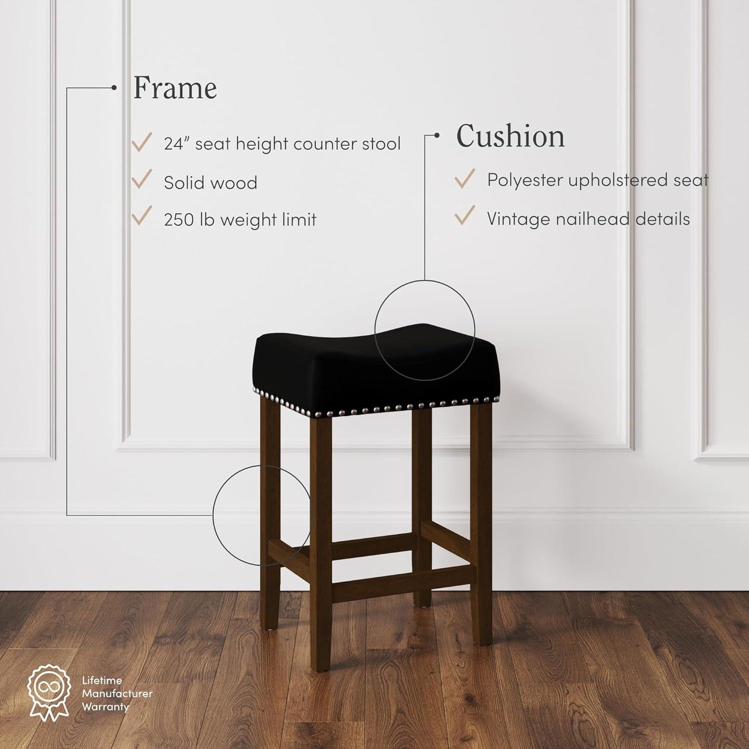 24" Wood Upholstered Saddle Seat Barstool - Nathan James