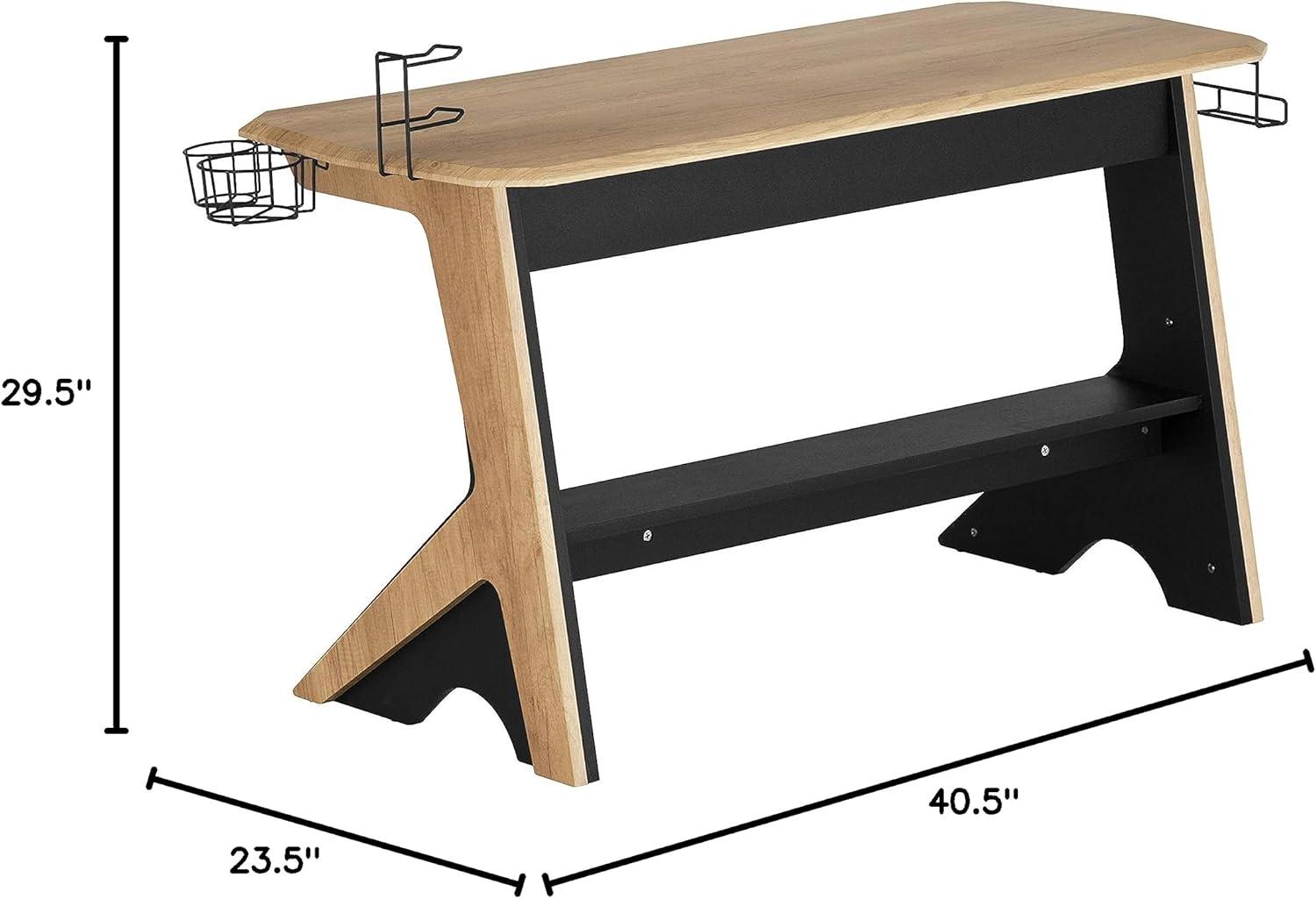 HBBOOMLIFE Home Office Computer Writing Desk Workstation with Two Cupholders and Headphone Hook-Pine 50" W x 22.5" D x 29.5" H