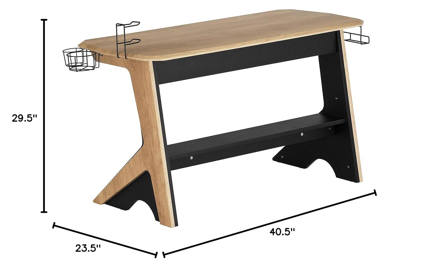 HBBOOMLIFE Home Office Computer Writing Desk Workstation with Two Cupholders and Headphone Hook-Pine 50" W x 22.5" D x 29.5" H