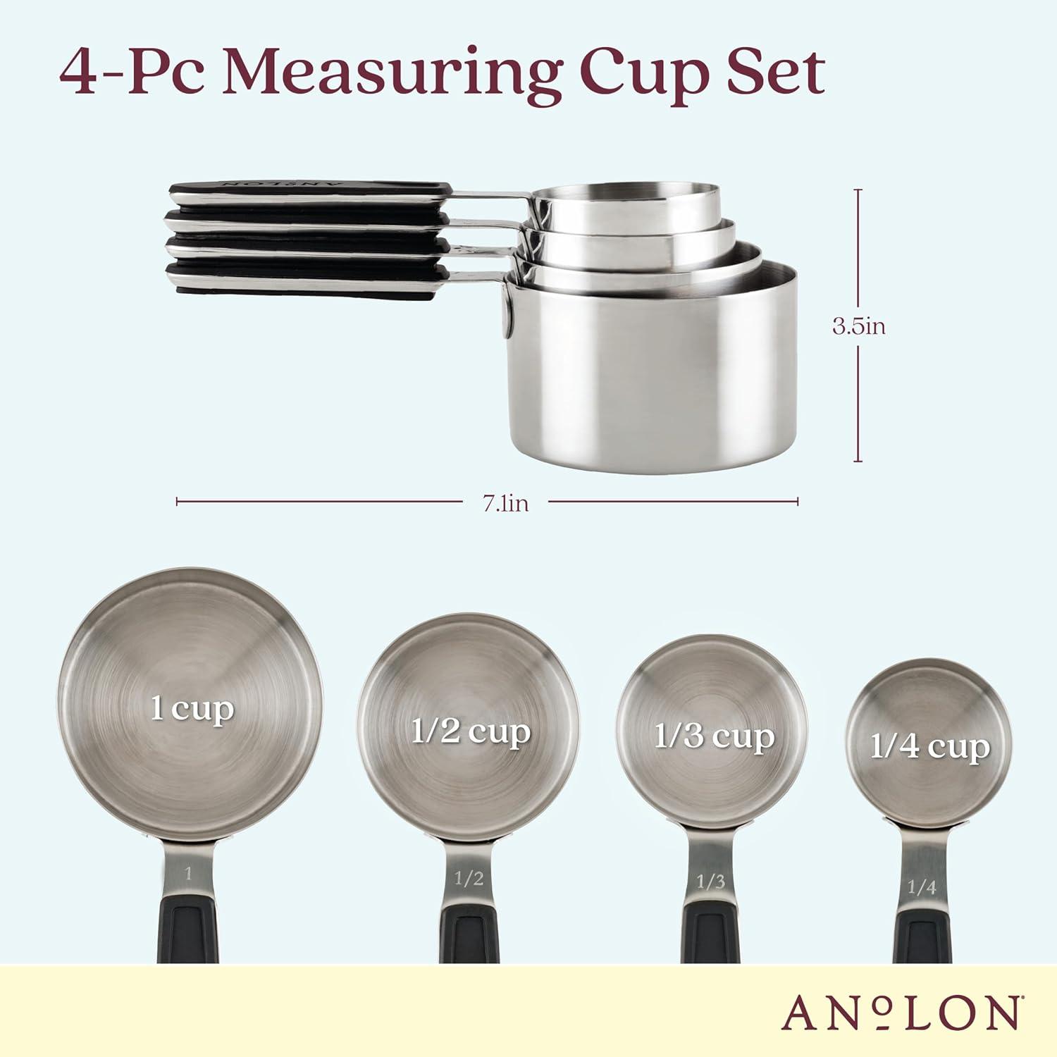 Stainless Steel Magnetic Measuring Cup Set with SureGrip Handles