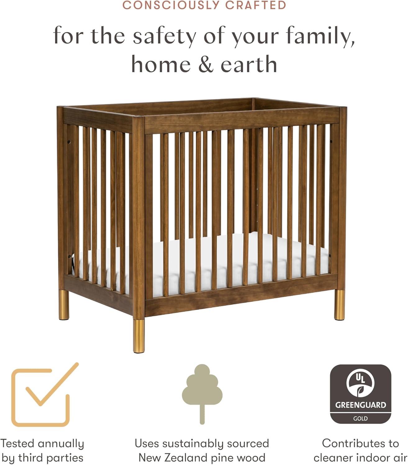 Babyletto Gelato Natural Walnut Wood 4-in-1 Convertible Mini Baby Crib