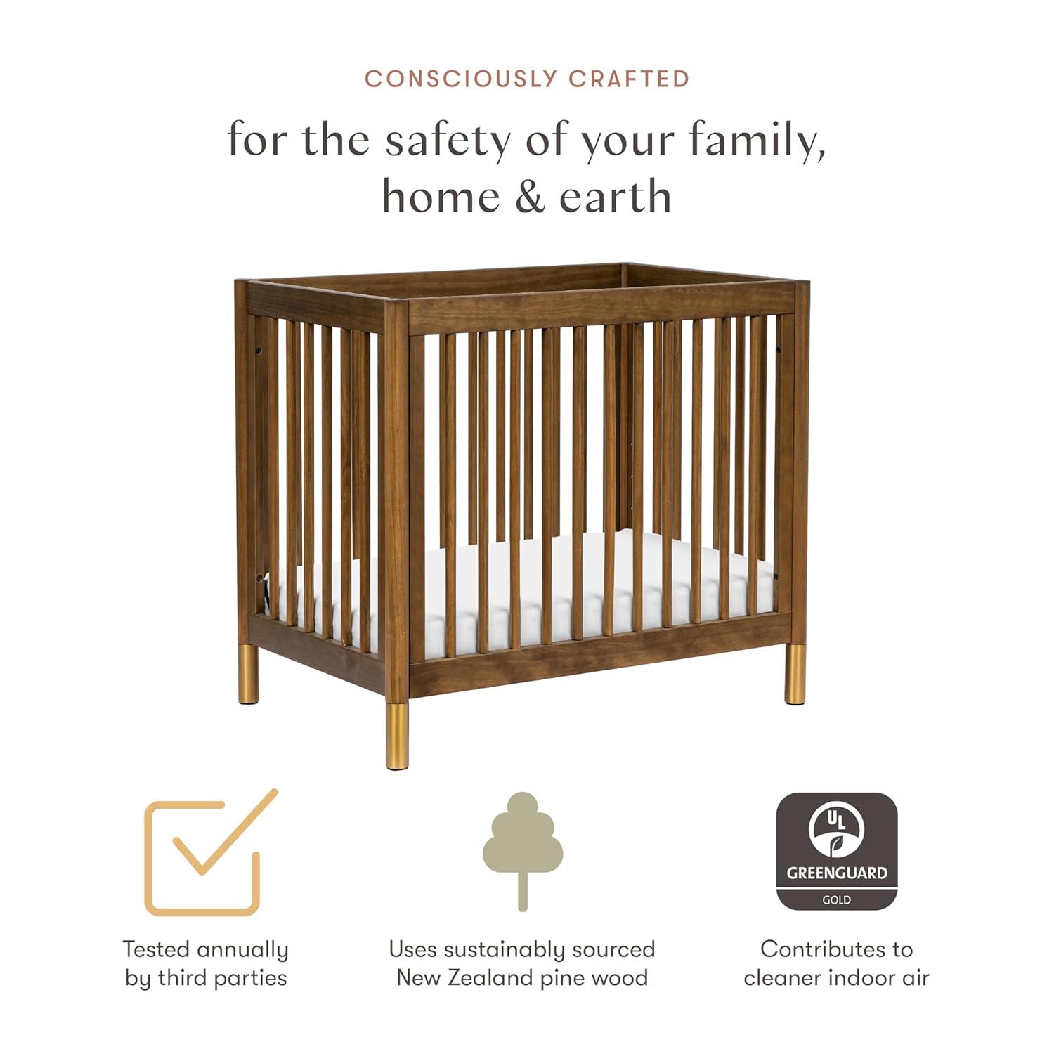 Babyletto Gelato Natural Walnut Wood 4-in-1 Convertible Mini Baby Crib