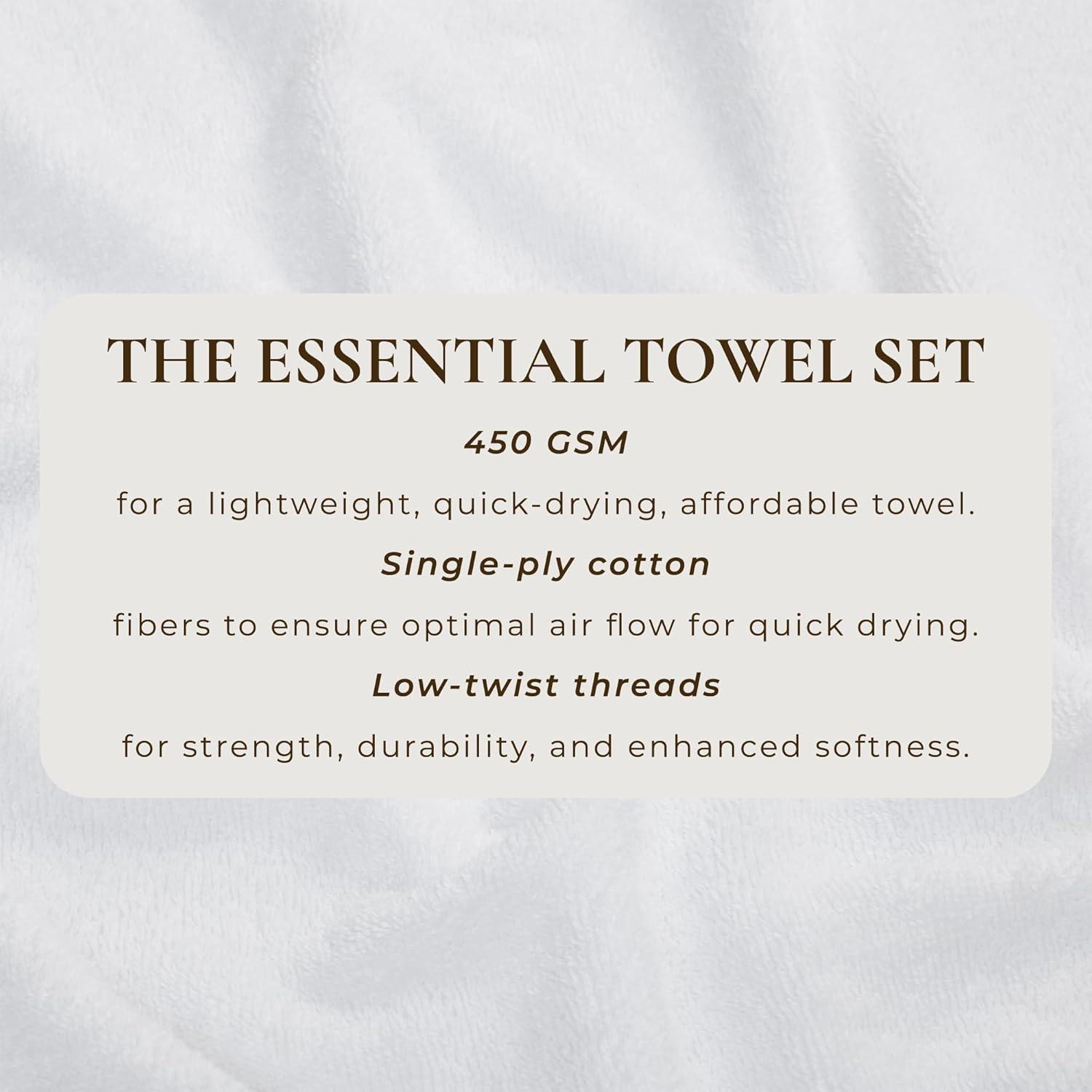 100% Cotton Quick-Dry Everday Towel Set - Great Bay Home (6 Piece Set, White)