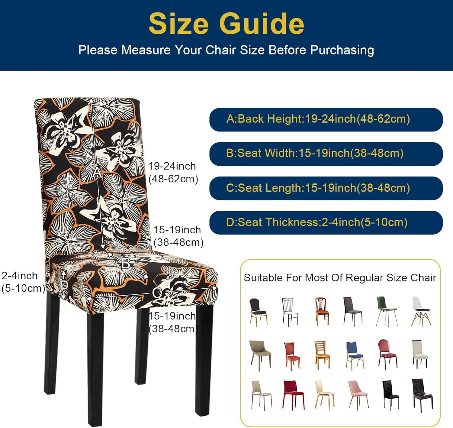 Dining Chair Covers Set of 6 Stretch Floral Dining Chair Slipcovers for Parson Chairs 6 Pack Washable Removable，(6,#16)