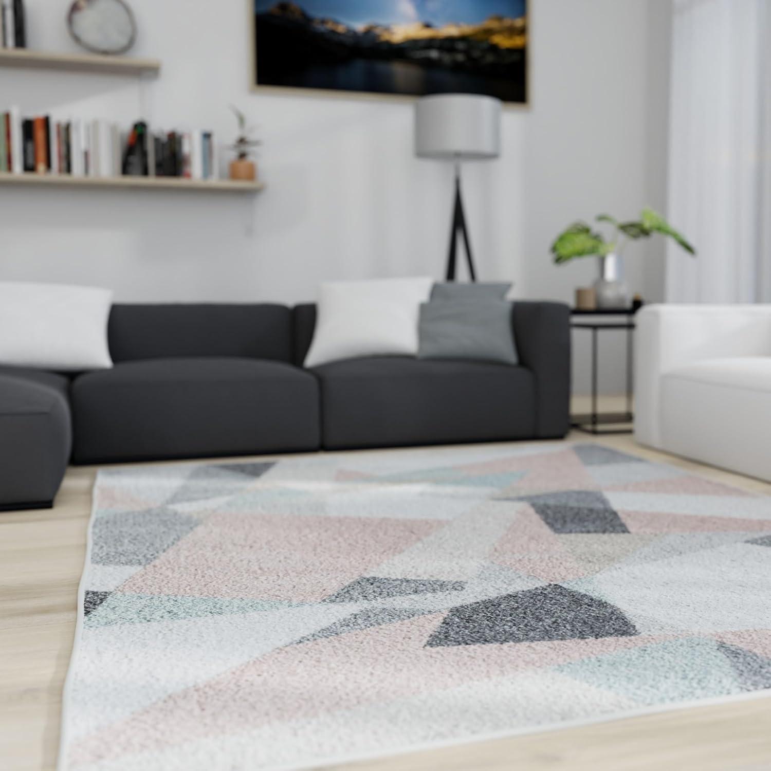 Milkshake Geometric 8' x 10' Gray Synthetic Area Rug