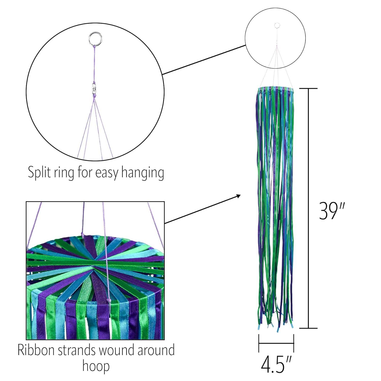 In the Breeze 5188 — 39-Inch Ocean Ribbon Windsock — Vibrant Blue-Green Ribbon Windsock Home and Garden Decoration