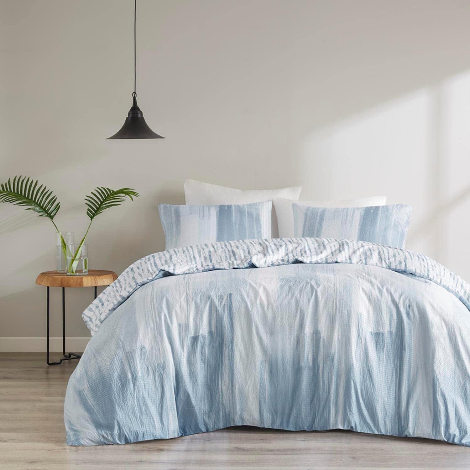 N Natori Brush Stroke Oversized Reversible Seersucker Duvet Cover Mini Set