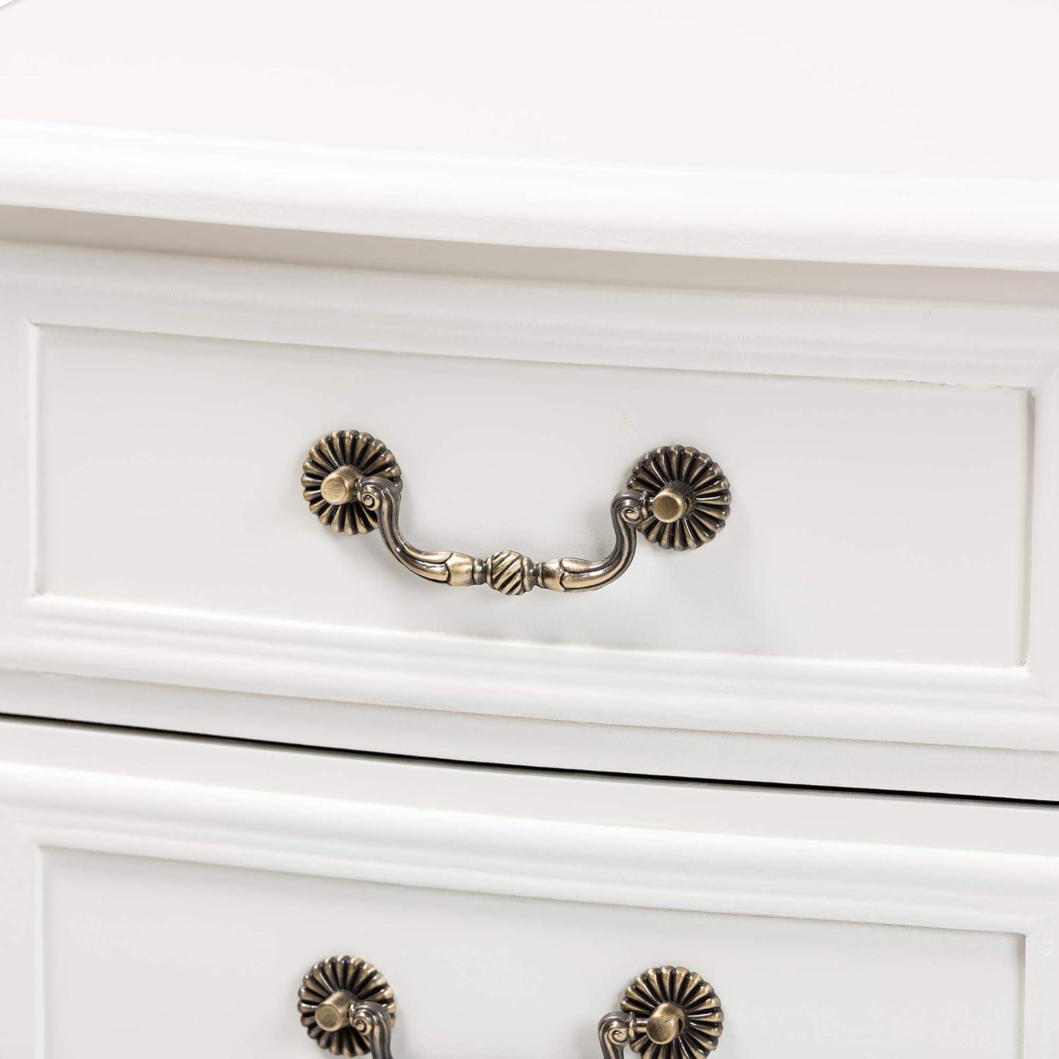 Capucine Two-Tone Natural Whitewashed Oak Finished Wood 3 Drawer Nightstand White - Baxton Studio: Modern Style, Includes Anti-Tip Hardware
