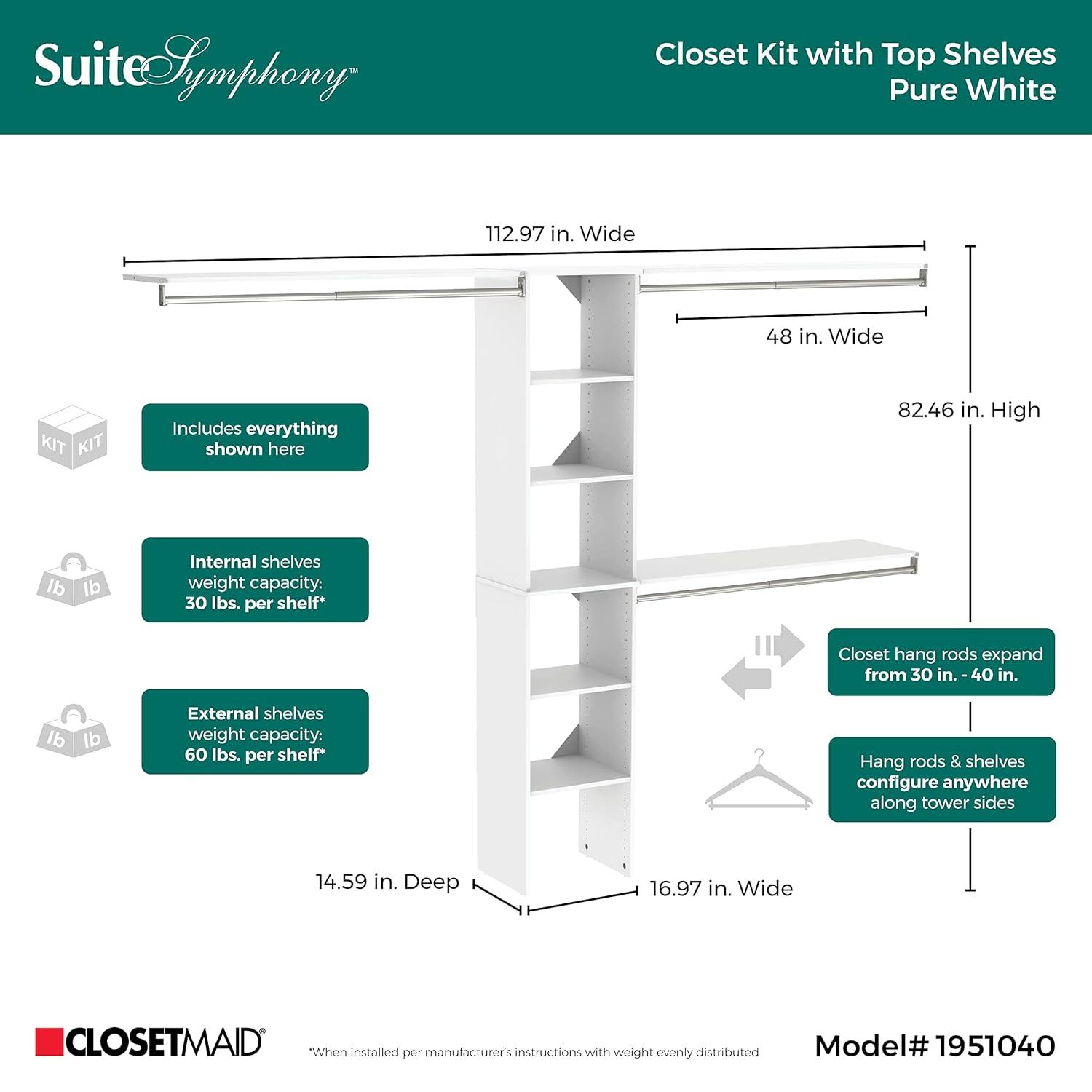 Closetmaid Ss16-Cos Suitesymphony 6 To 9 Foot Wide Closet Organization Shelving System Kit