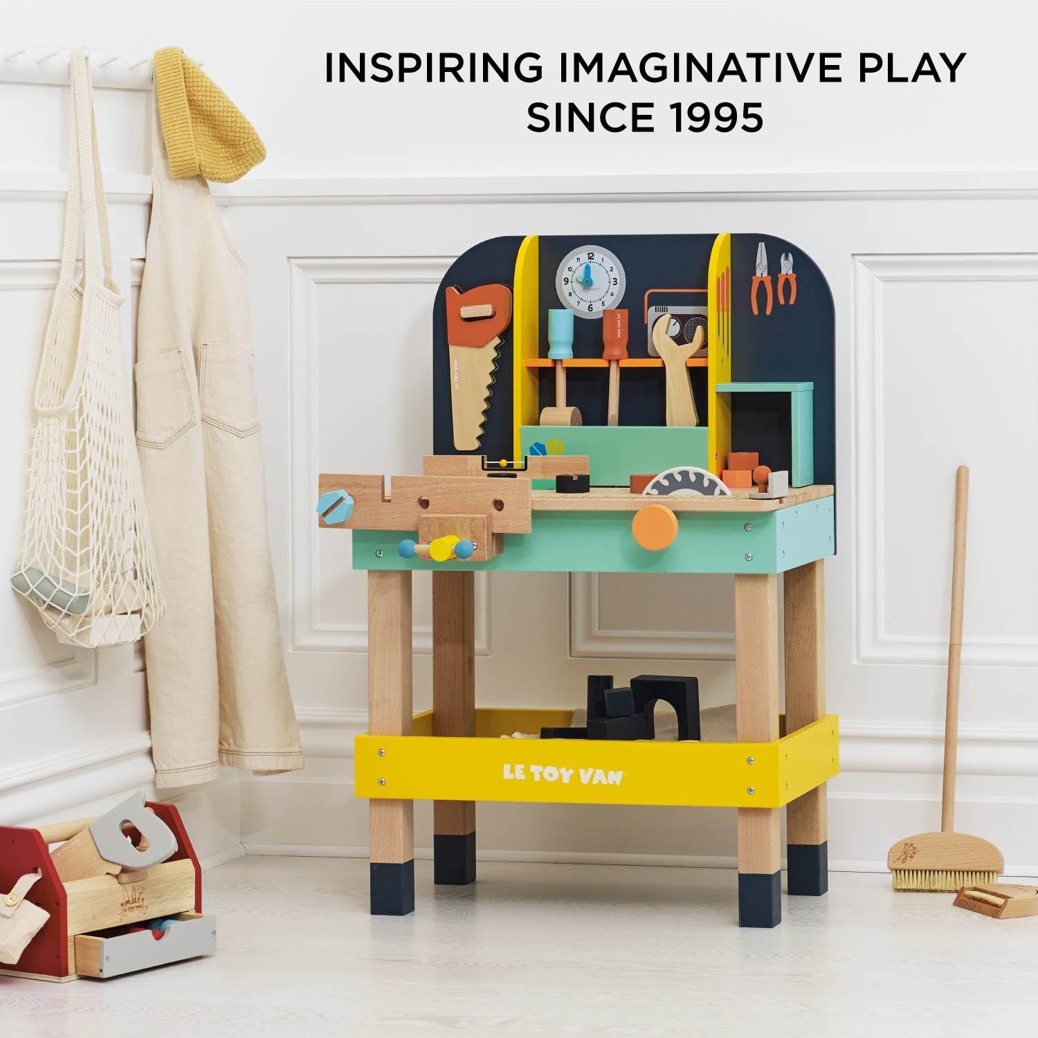 Colorful Wooden Toy Work Bench with Tools for Kids