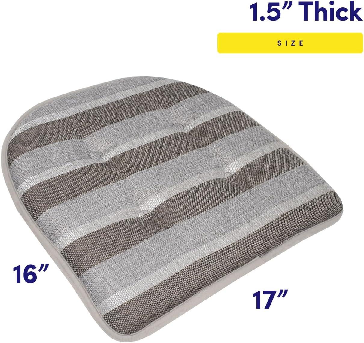 Bradford Striped U Shaped Memory Foam 17" x 16" Chair Cushion by Sweet Home Collection®