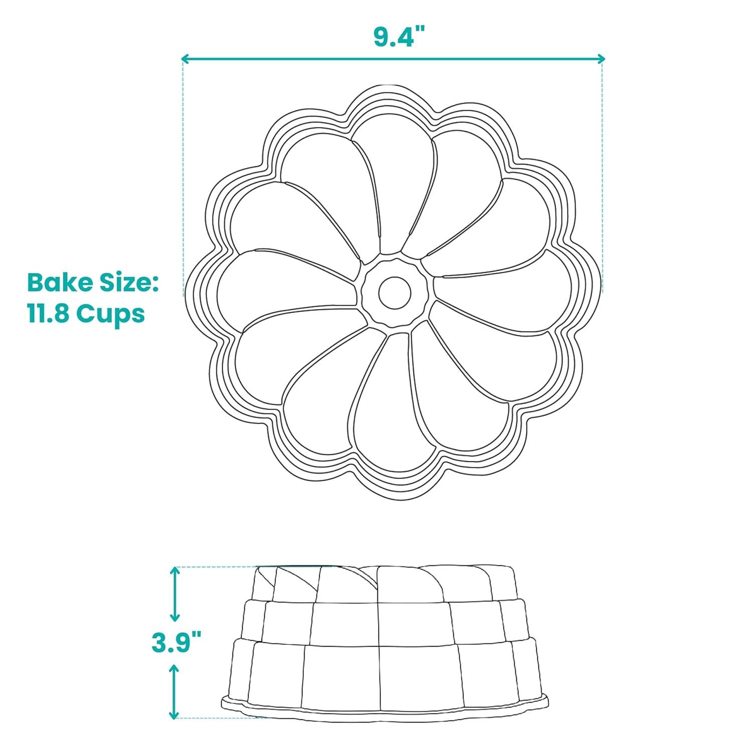 Baker's Secret Fluted Cake Pan, Cast Aluminum 2 Layers Nonstick Coating (Petal)