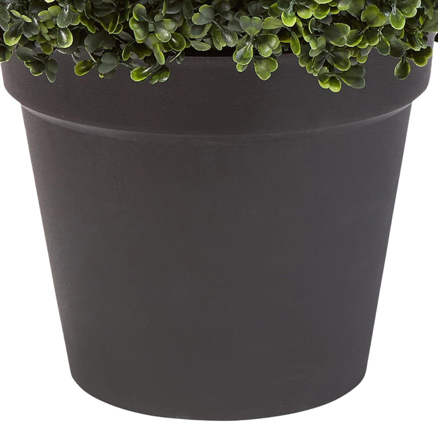 Pure Garden Indoor/Outdoor Artificial Boxwood Topiary - Faux Plant in Sturdy Pot