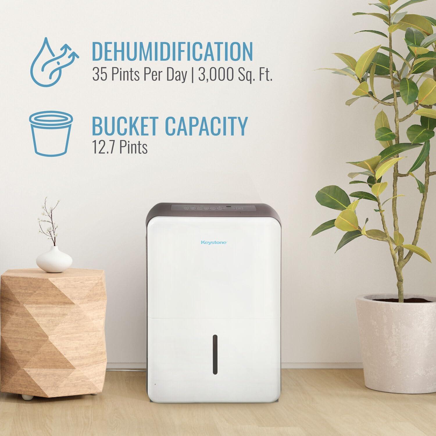 Energy Star White Portable Dehumidifier with Humidistat