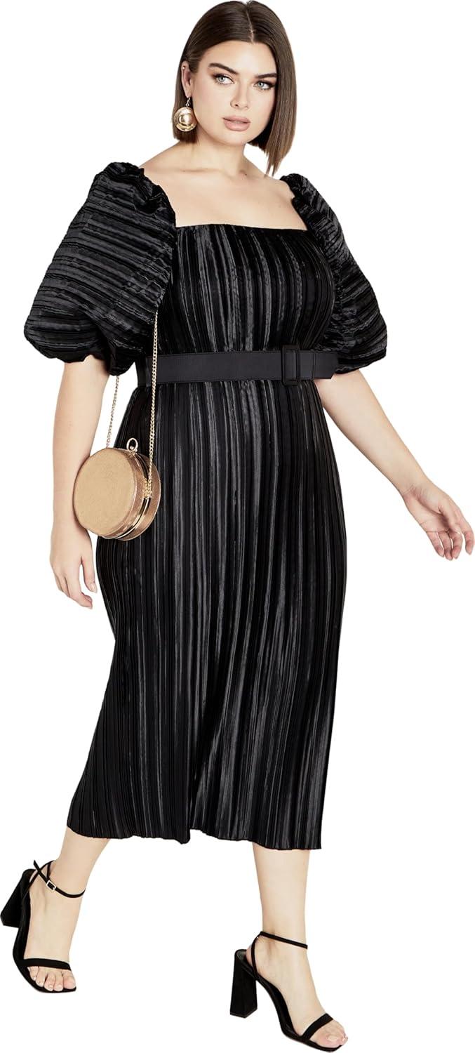 CITY CHIC | Women's Plus Size Krista Pleat Dress - black - 16W
