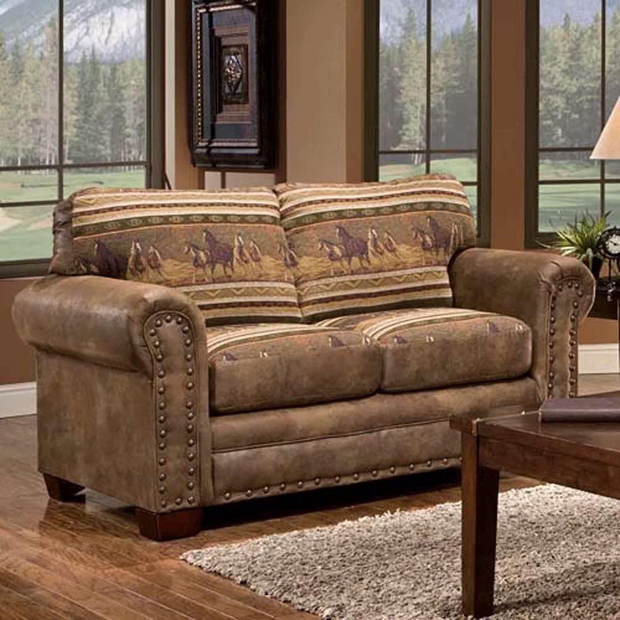 American Furniture Classics Model 8500-40S Lodge Style Wild Horses 4-Piece Set with Sleeper