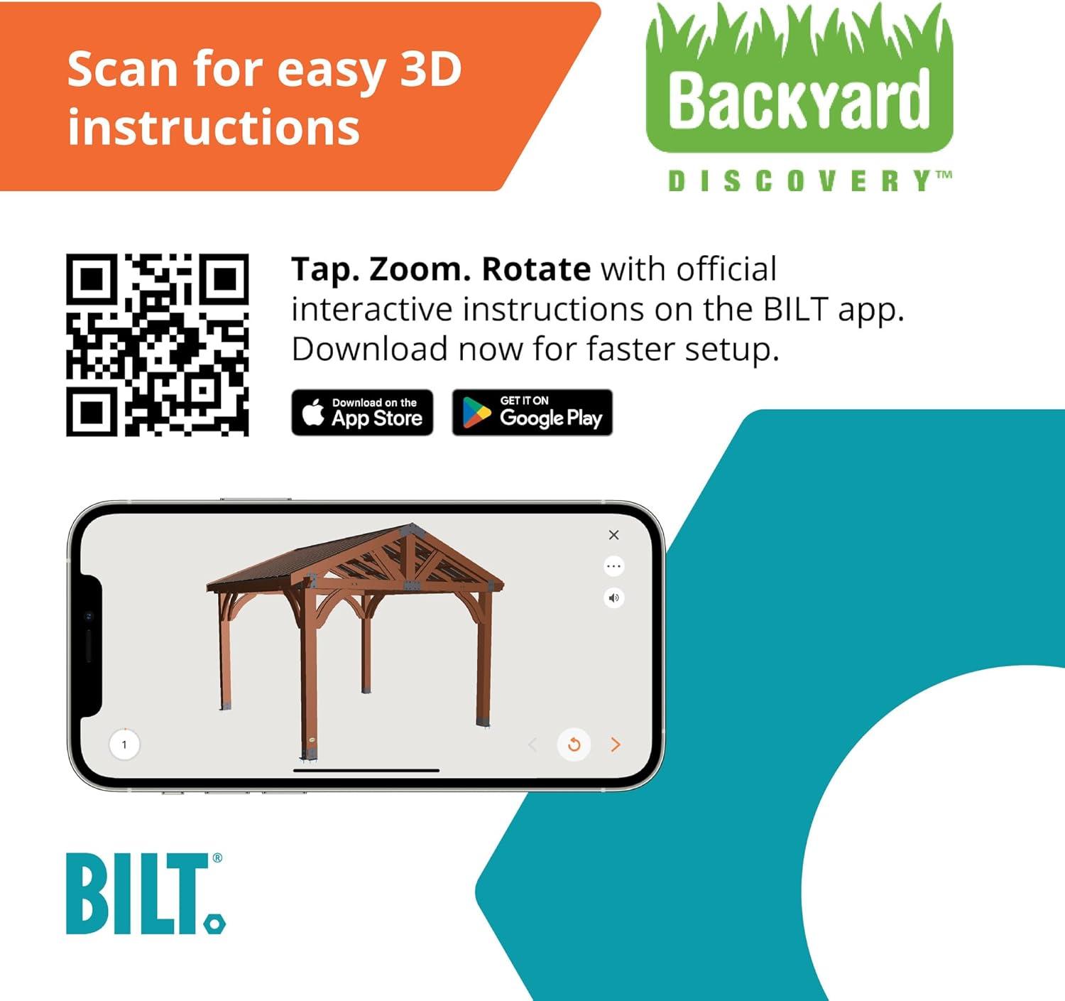 Backyard Discovery Arlington 12' x 12' Solid Wood Patio Gazebo