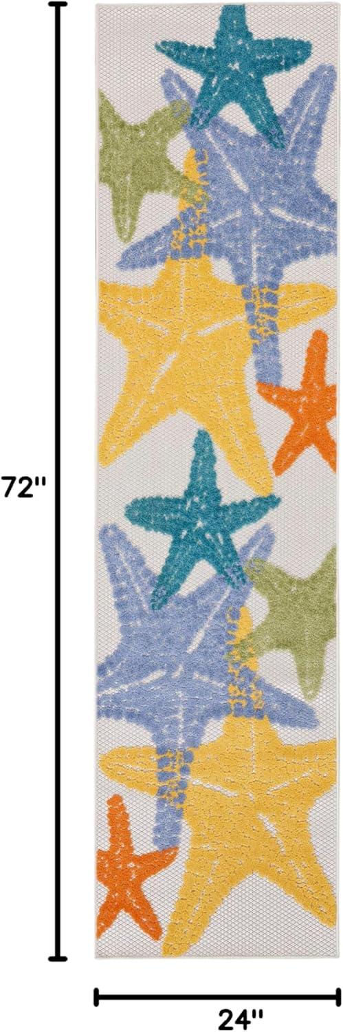 Aloha Shoreline Starfish 2x6 Multicolor Outdoor Rug