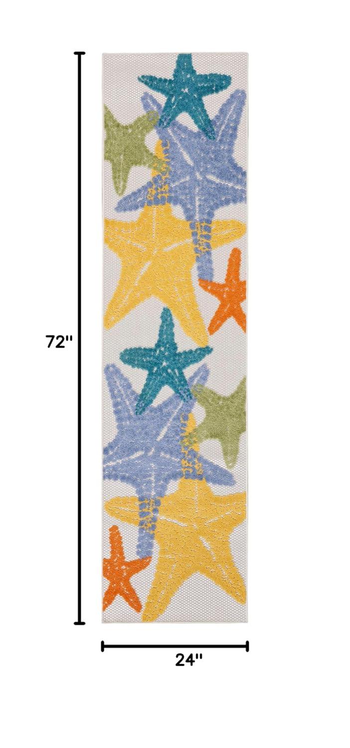 Aloha Shoreline Starfish 2x6 Multicolor Outdoor Rug