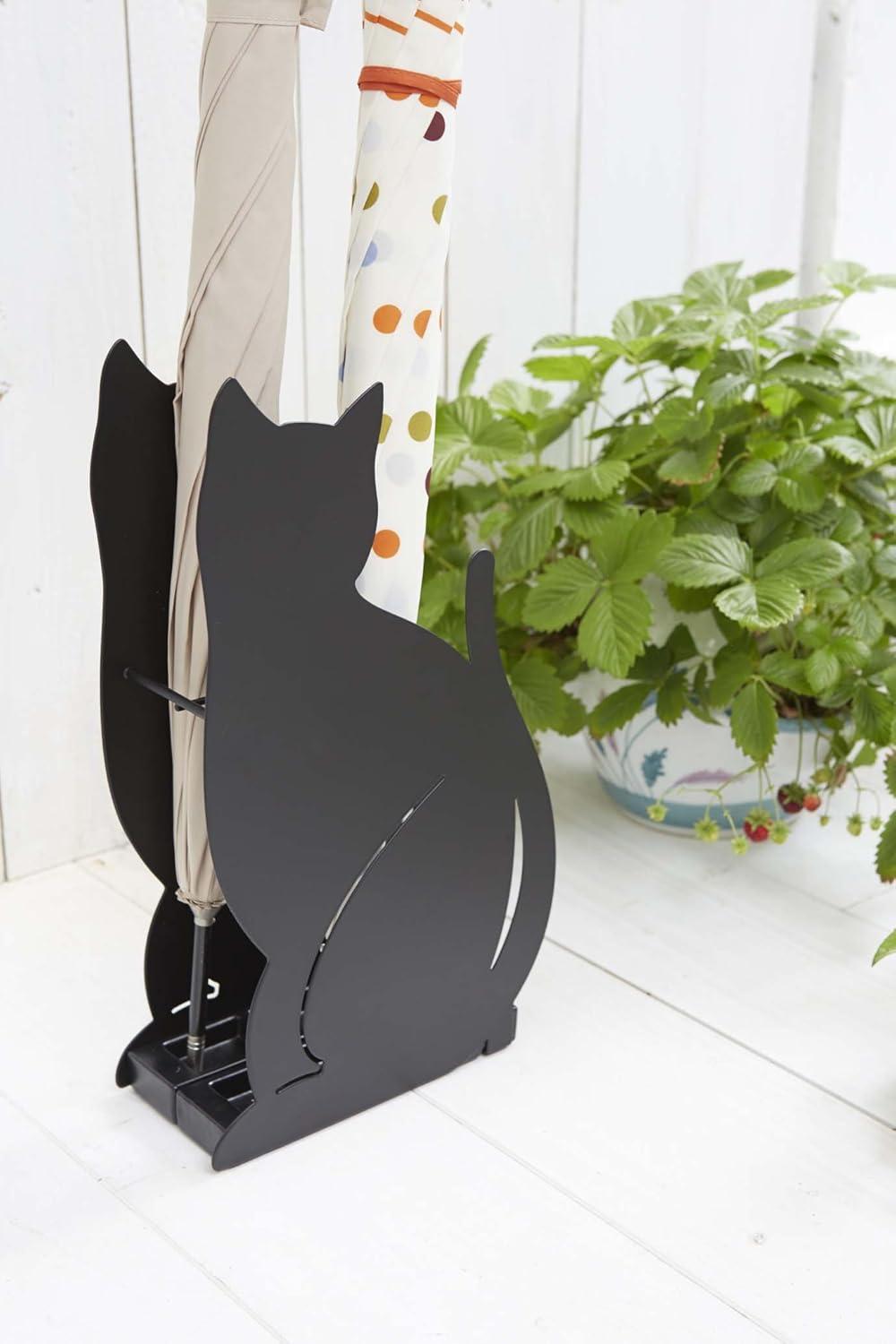 Black Cat Silhouette Metal Umbrella Stand