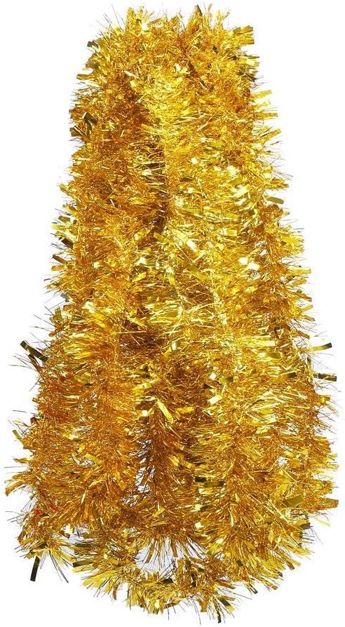 FINGOOO Gold Garland Christmas Decorations,33Ft/10M Thick Fluffy Christmas Tree Tinsel Garland Wedding Birthday Decor