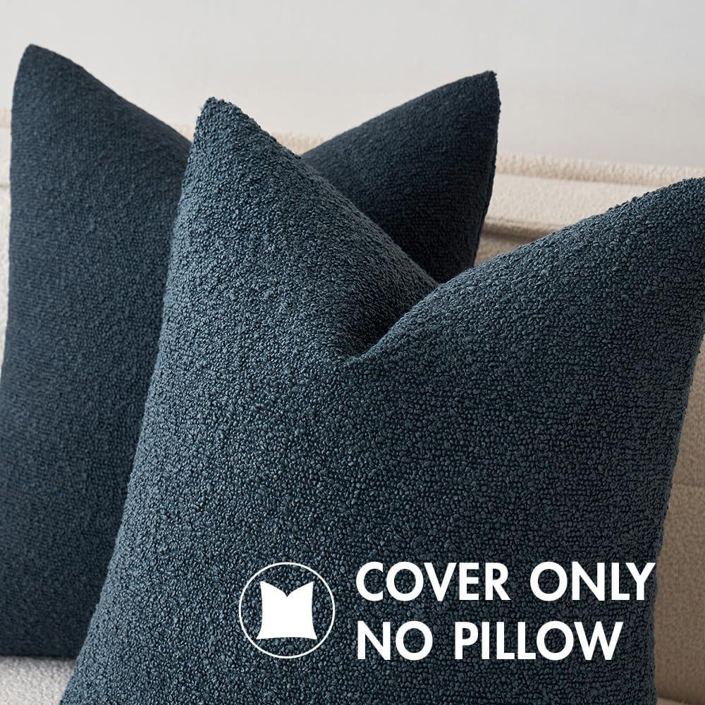 Navy Blue Chenille 18x18 Inch Decorative Pillow Covers, Pack of 2