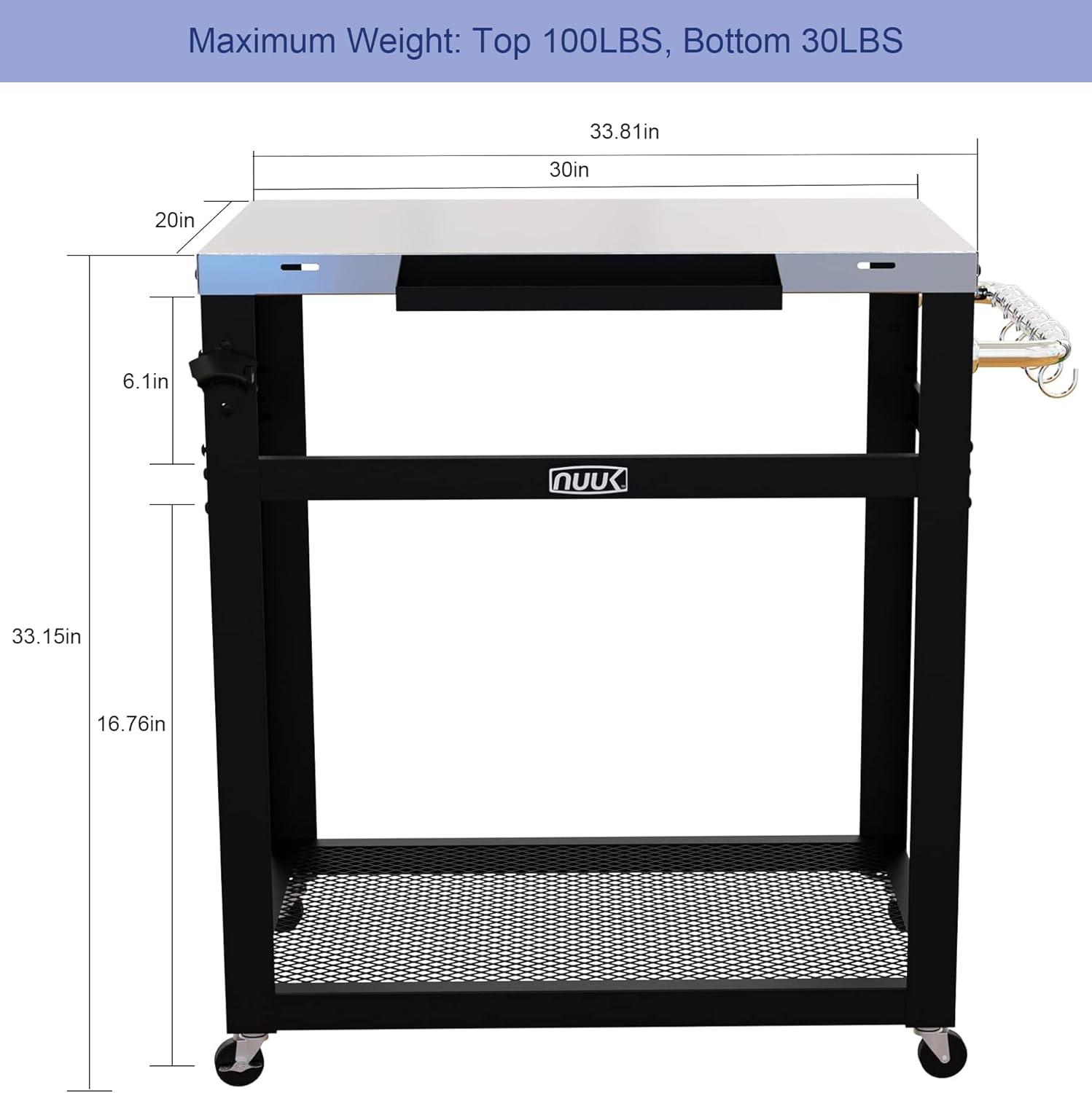 NUUK Stainless Steel 30IN Outdoor Grill and Prep Cart