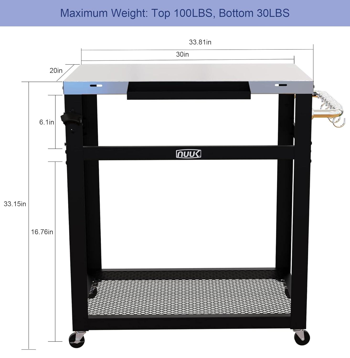 NUUK Stainless Steel 30IN Outdoor Grill and Prep Cart
