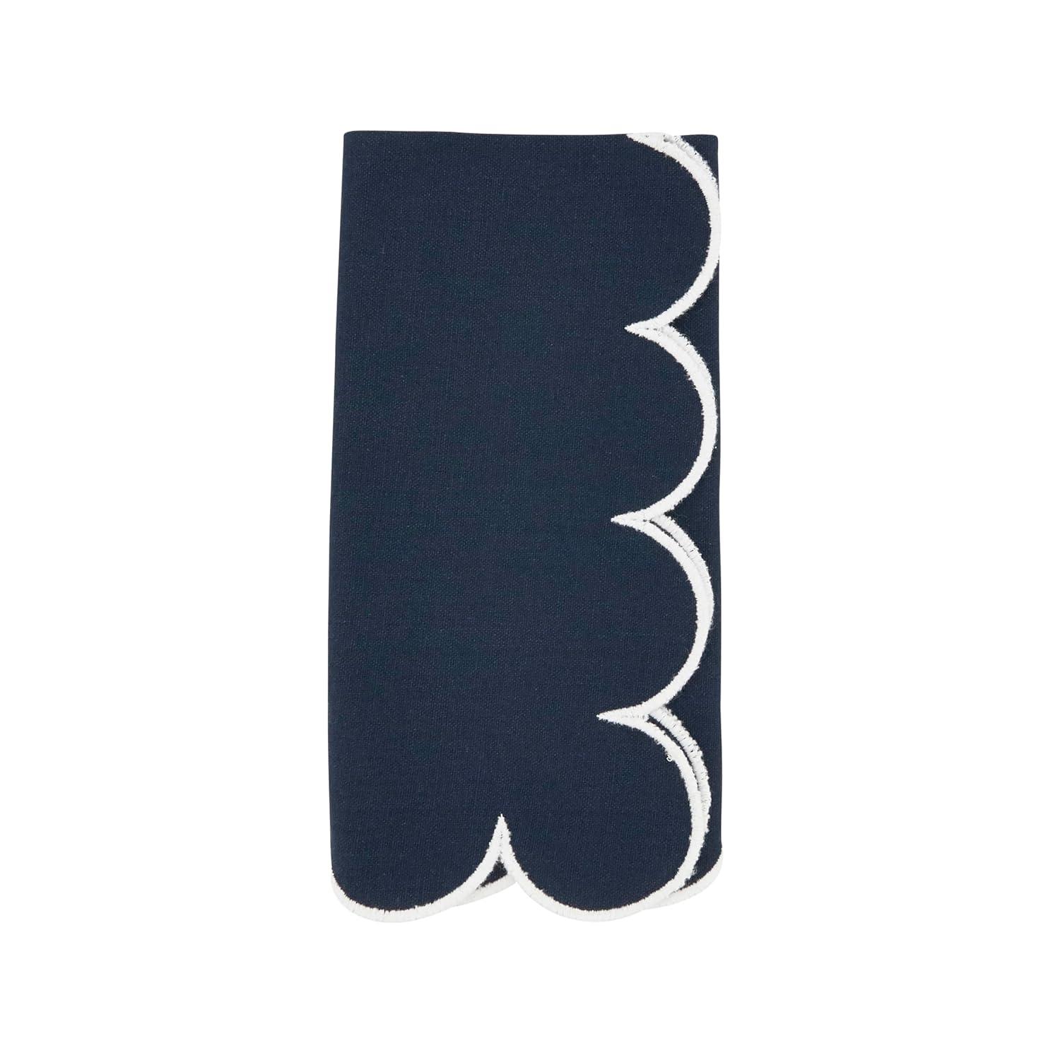 Saro Lifestyle Scalloped Hem Napkin (Set of 4), Blue, 20"x20"