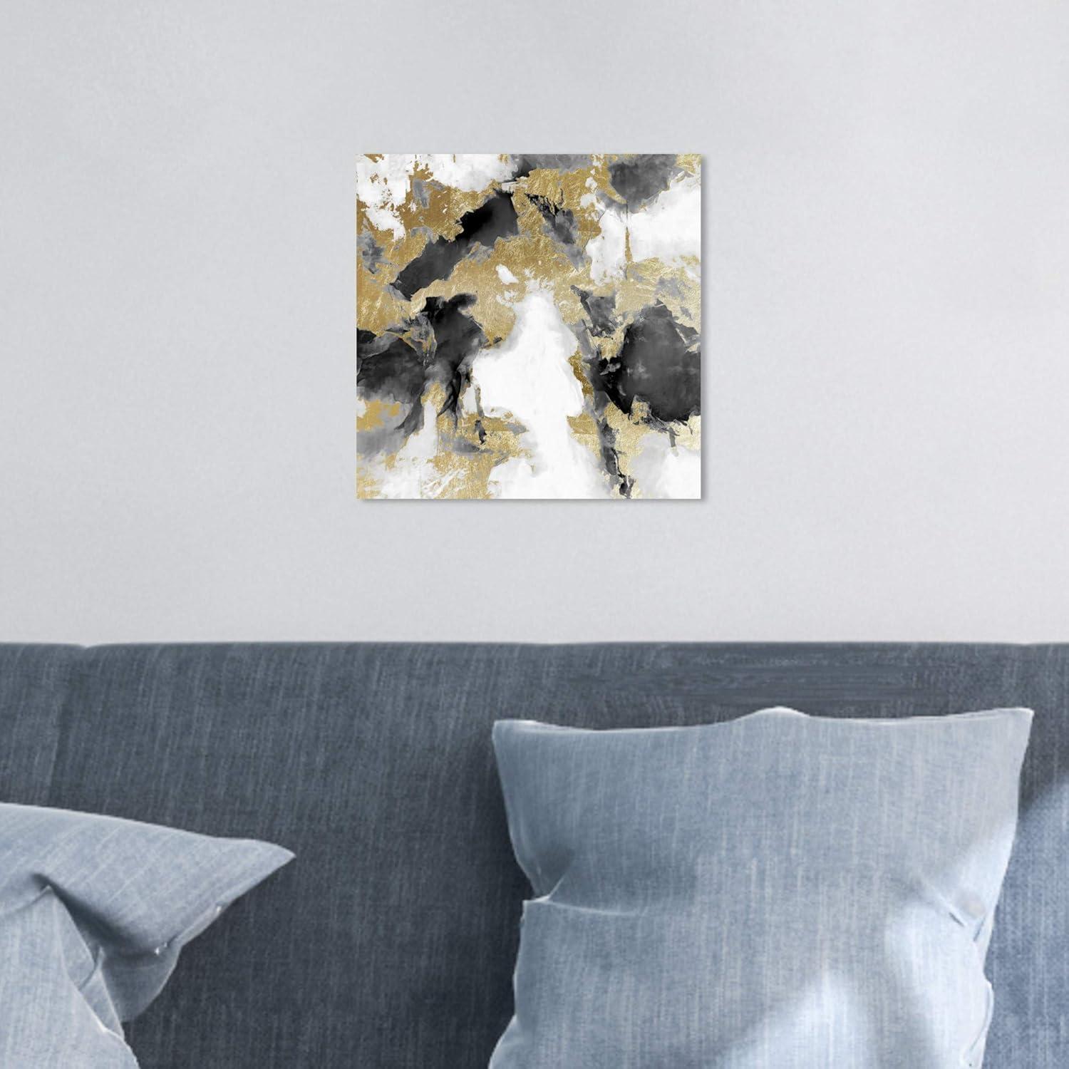 Explosive Shade White and Gold 12.00" x 12.00" Painting Canvas Art Print, by Wynwood Studio