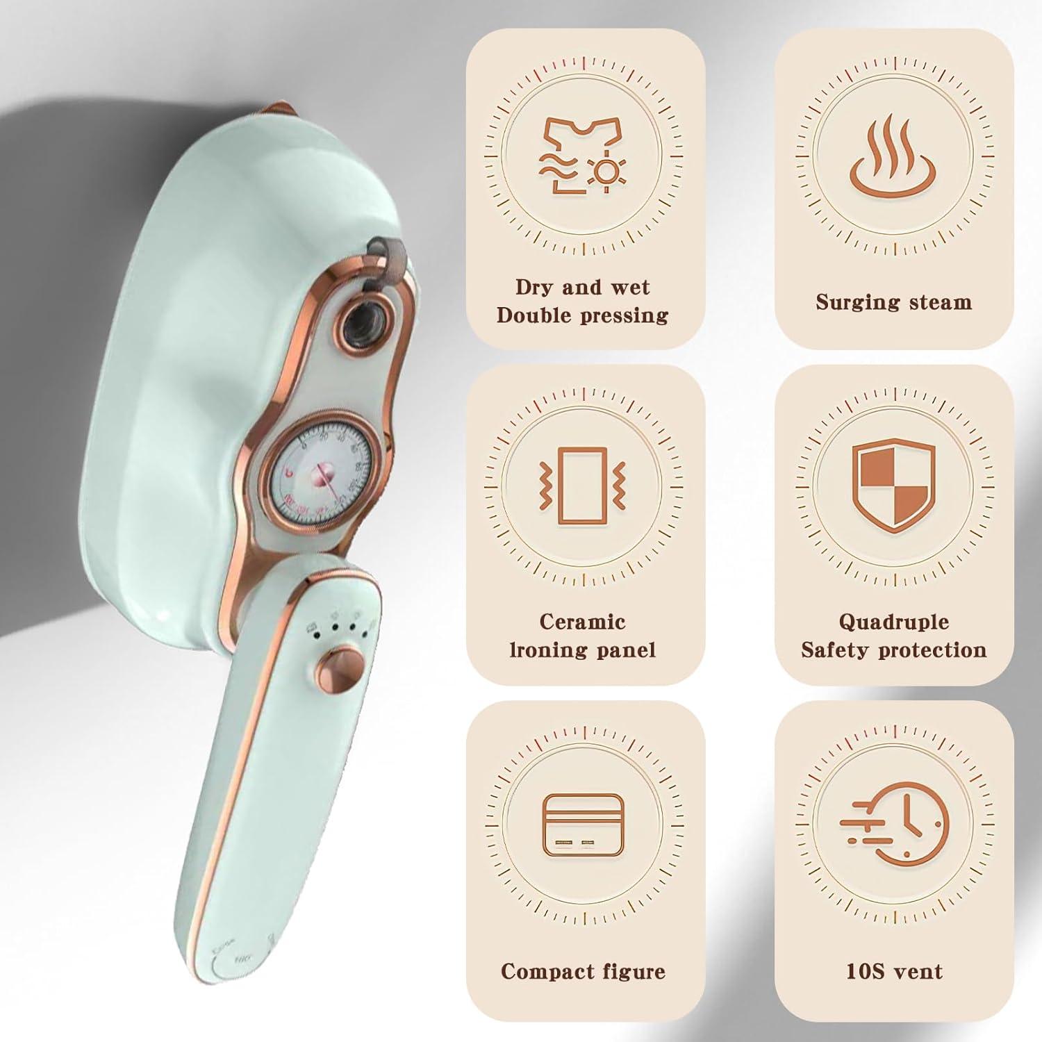 2024 New Steamer Iron For Clothes Travel Mini: Handheld Size Portable Clothing Small Garment Electric Steam Ironing Machine For Travel College Dorm Home Essentials - Light Blue