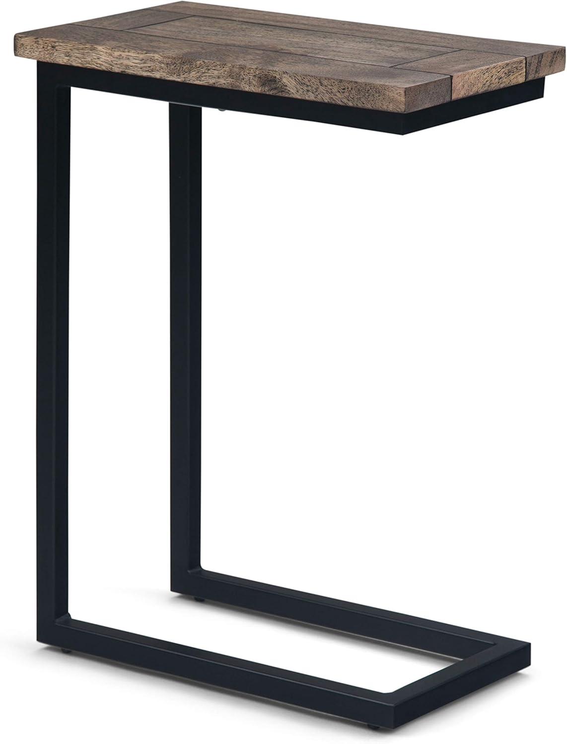 Skyler SOLID WOOD and Metal 18" W Rectangle C Side Table in Beach Brown