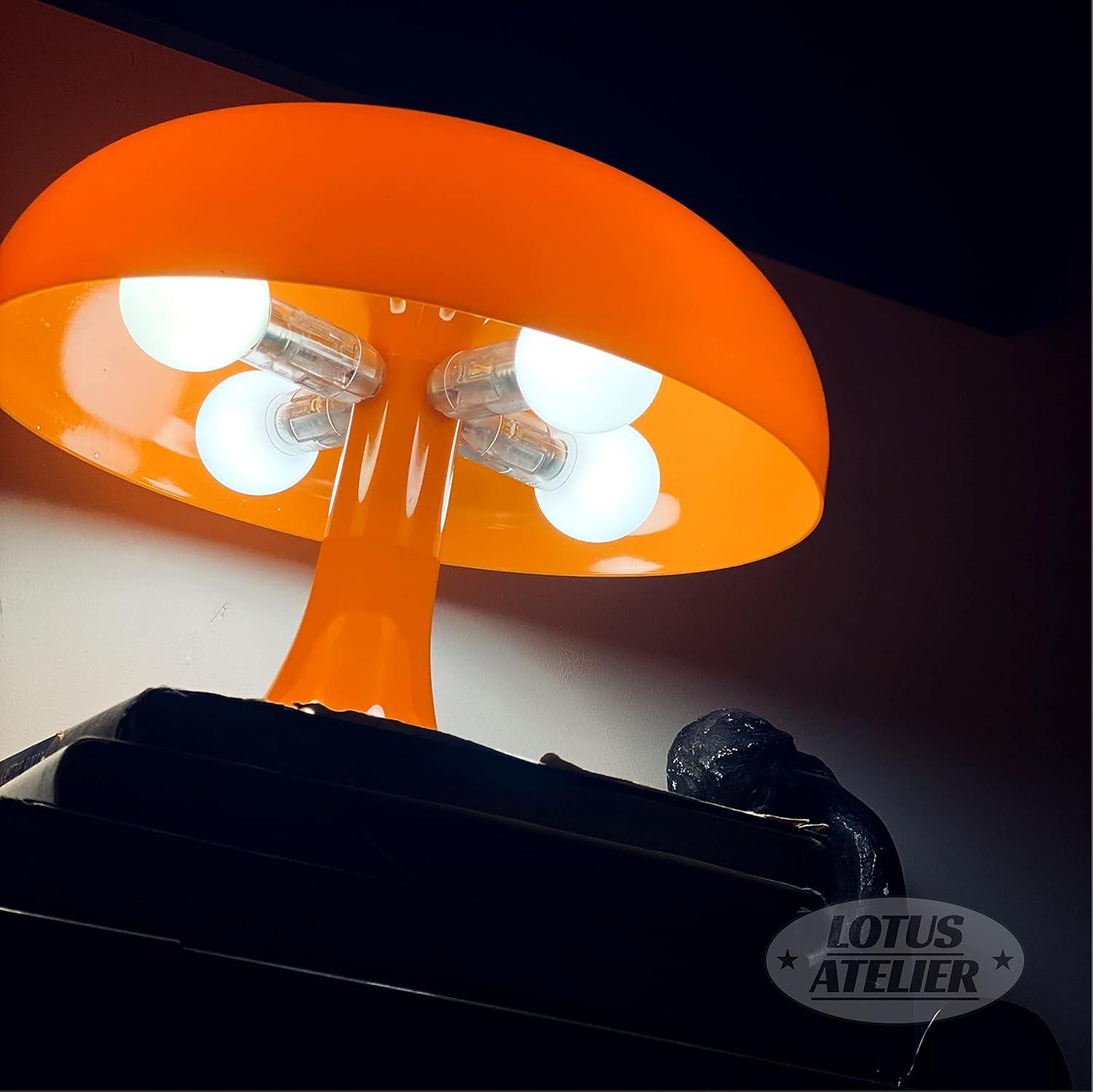 Orange Mushroom Lamp - Retro Nesso Table Lamp with Remote That Works Up to 65ft Away - Dimmable Orange Lamp - Mid-Century 70s Funky Lamp for Desk (Orange)