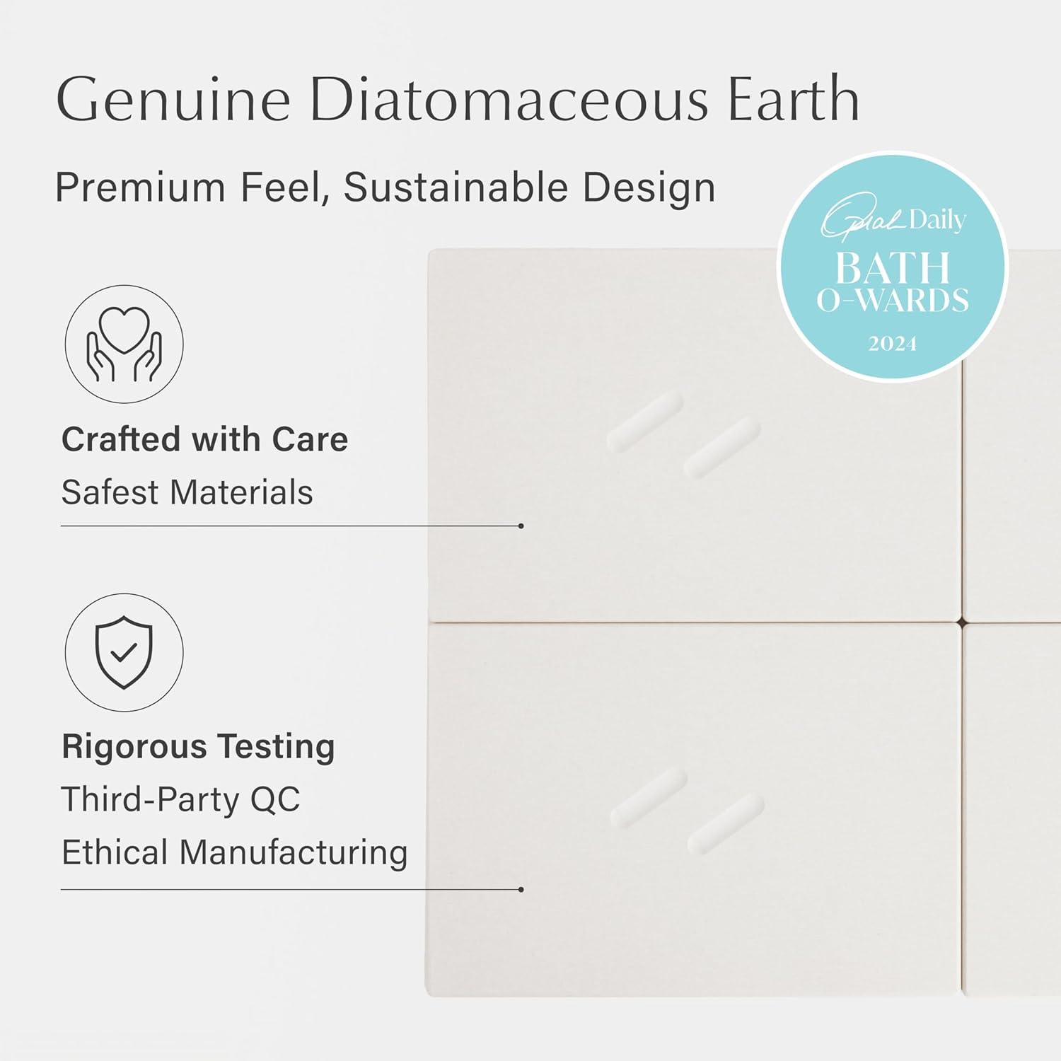Large White Diatomaceous Earth Non-Slip Bath Mat