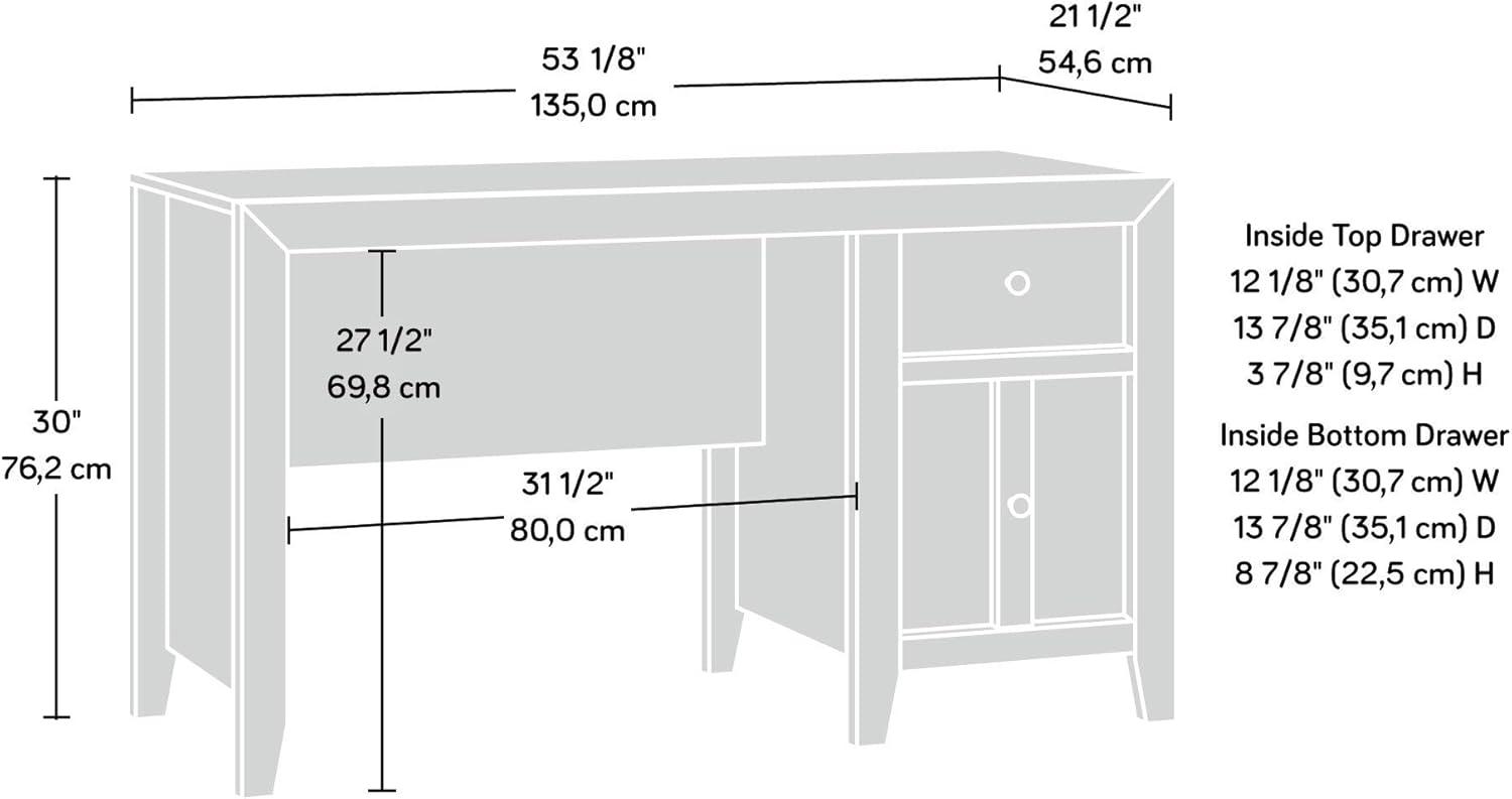 Sauder Dakota Pass Desk Brown : Farmhouse Style, Adult Assembly, MDF Frame, Paper Veneer Surface, Drawer Storage