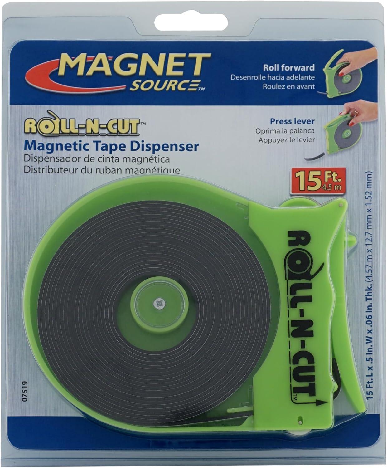 Green Roll-N-Cut Magnetic Tape Dispenser with 15 ft Tape