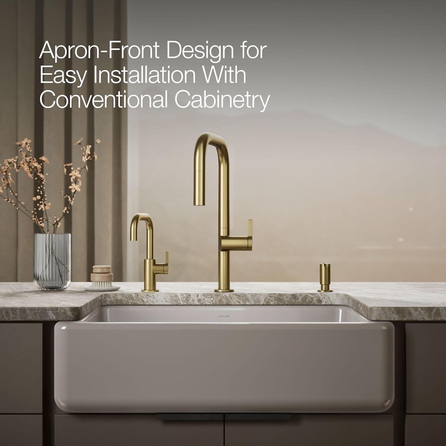 Whitehaven® 33" x 22" Self-Trimming Under-Mount Single-Bowl Kitchen Sink with Tall Apron