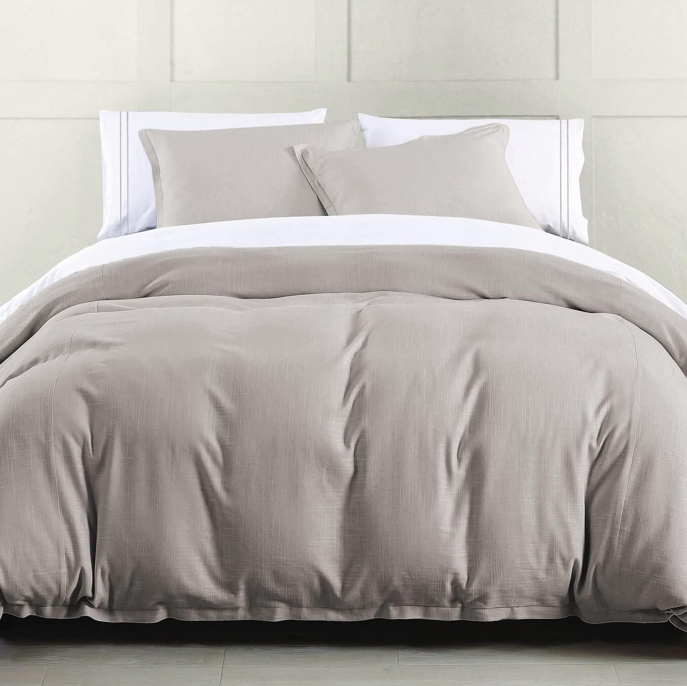 HiEnd Accents Hera Linen Duvet, Super King Taupe Taupe Super King