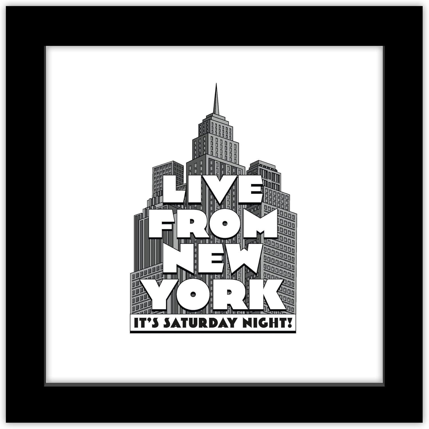 Gallery Pops Saturday Night Live - Live From New York Skyline Wall Art, Black Framed Version, 12" x 12"