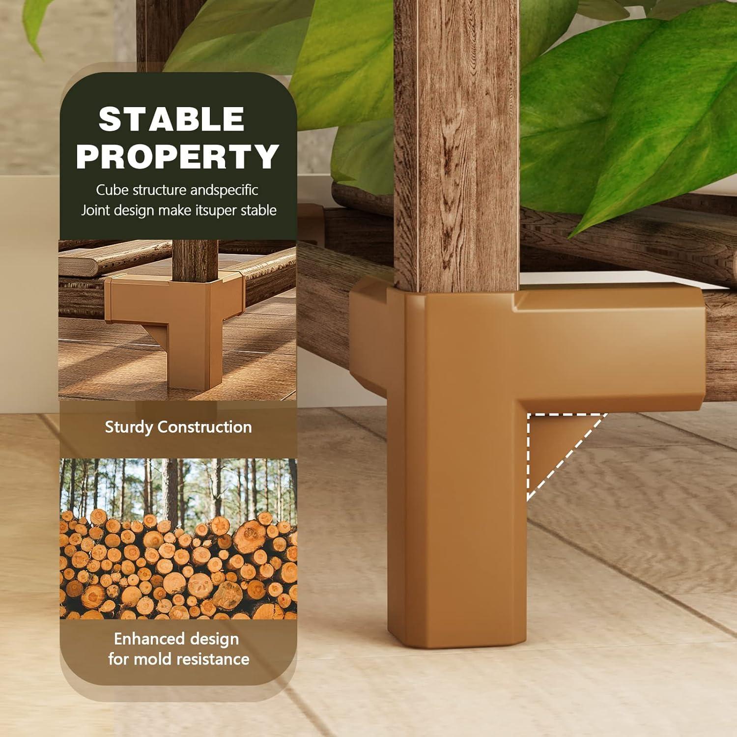 Brown Wooden 4-Tier Indoor/Outdoor Plant Stand