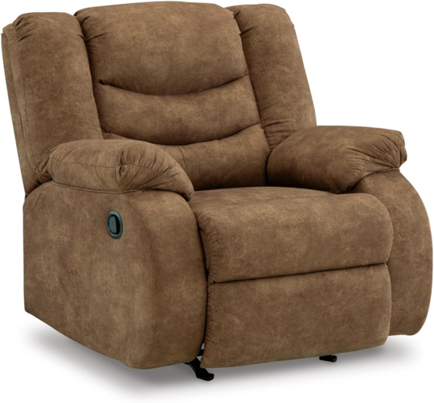 Contemporary Warm Brown Faux Leather Metal Recliner Chair