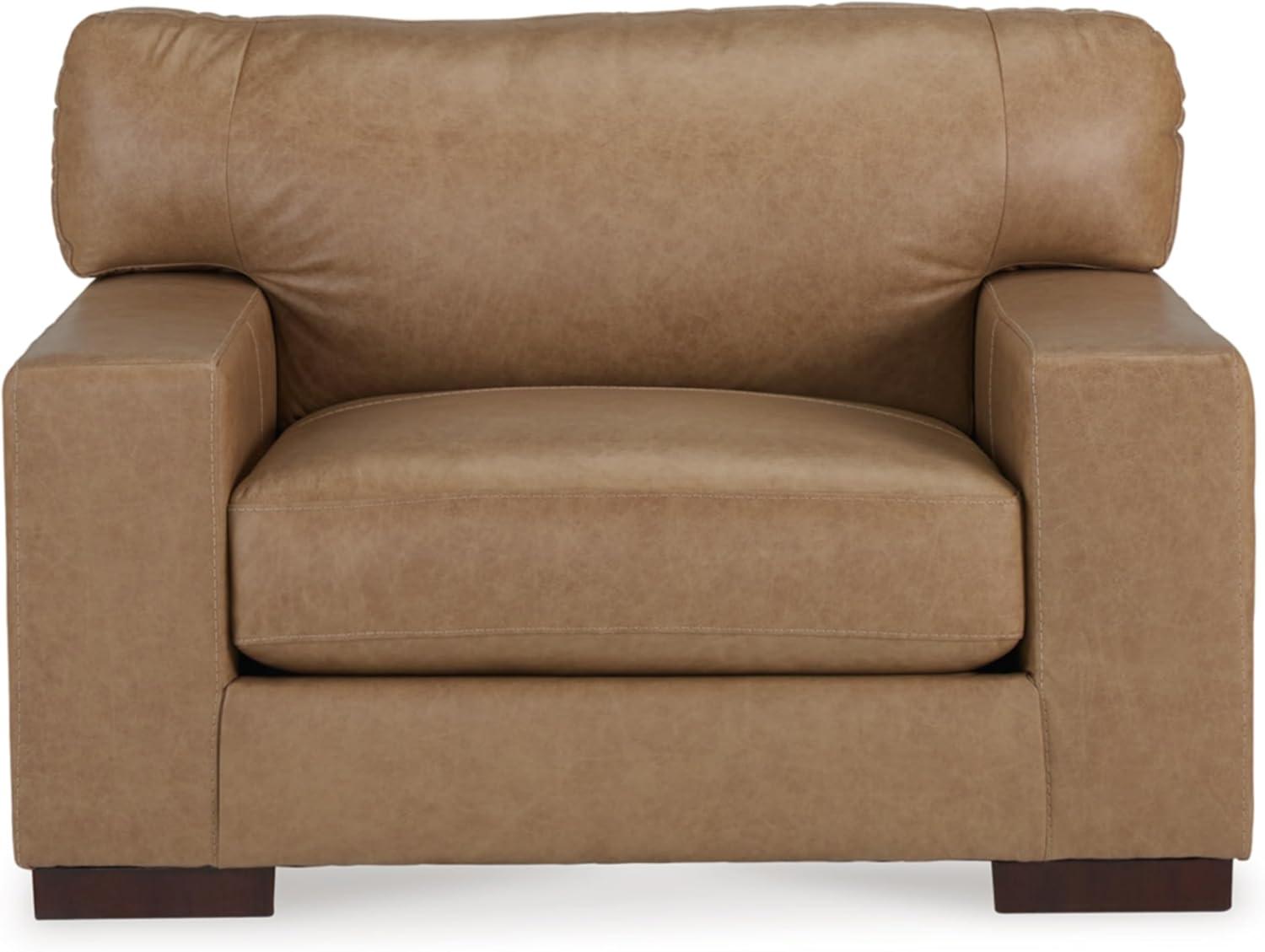 Lombardia Light Brown Leather Oversized Accent Chair