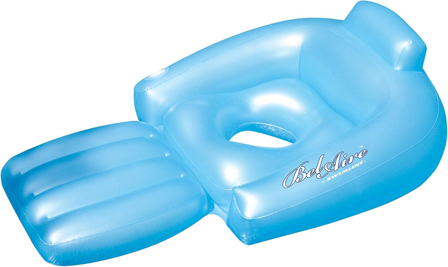 Swim Central 58.5" Inflatable Sky Blue Swimming Pool Lounger Float with Cup Holder