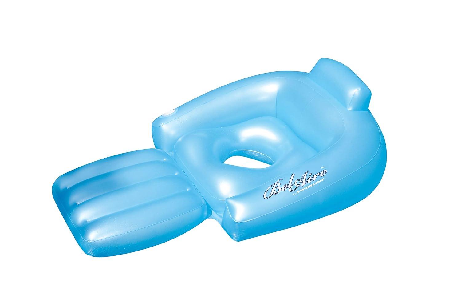 Swim Central 58.5" Inflatable Sky Blue Swimming Pool Lounger Float with Cup Holder