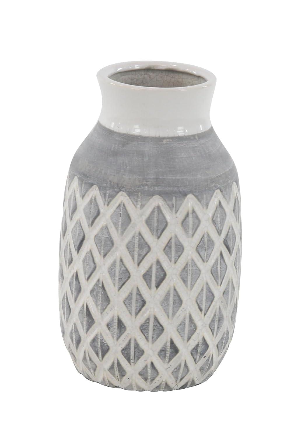 DecMode Jarrón de Cerámica Gris de 14"